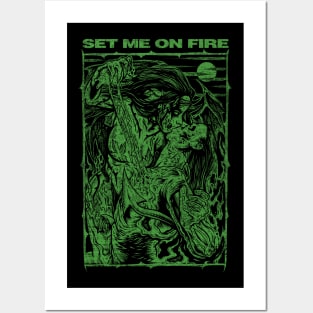 SET ME ON FIRE (green) Posters and Art